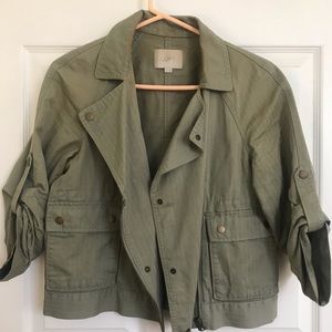 Green Cropped Cargo Jacket